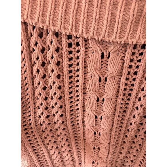 Anthropologie Moon & Madison Dusty Rose Off Shoulder Chunky Knit Sweater XS - Picture 4 of 9